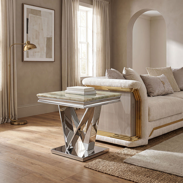 Villarsglane End Table, Green/Chrome - view 3