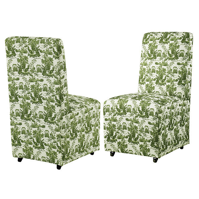 Durham Dining Chair W/ 4 Casters, Seaside Cabbage Rose Green/White - view 5