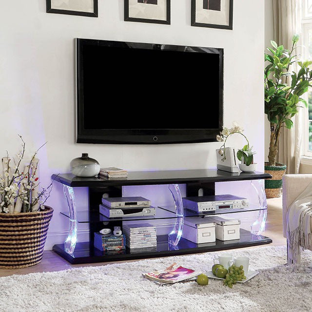 Ernst 60" Tv Stand, Black/Clear - view 3