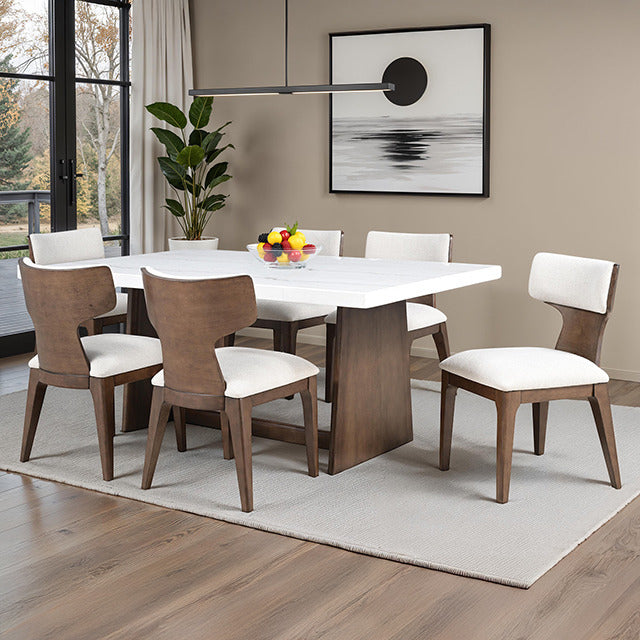 Caerwys 7 Pc Dining Table Set, Brown