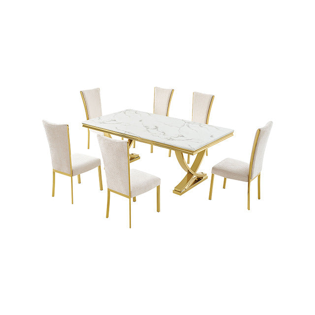 Wadenstil Dining Table, Gold/White - view 7