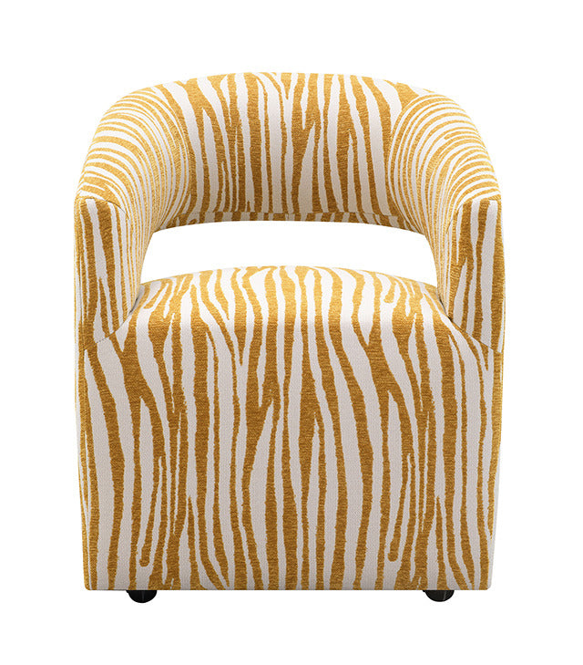 Tresa Dining Arm Chair W/ Casters, Masked Weaver Yellow - view 3