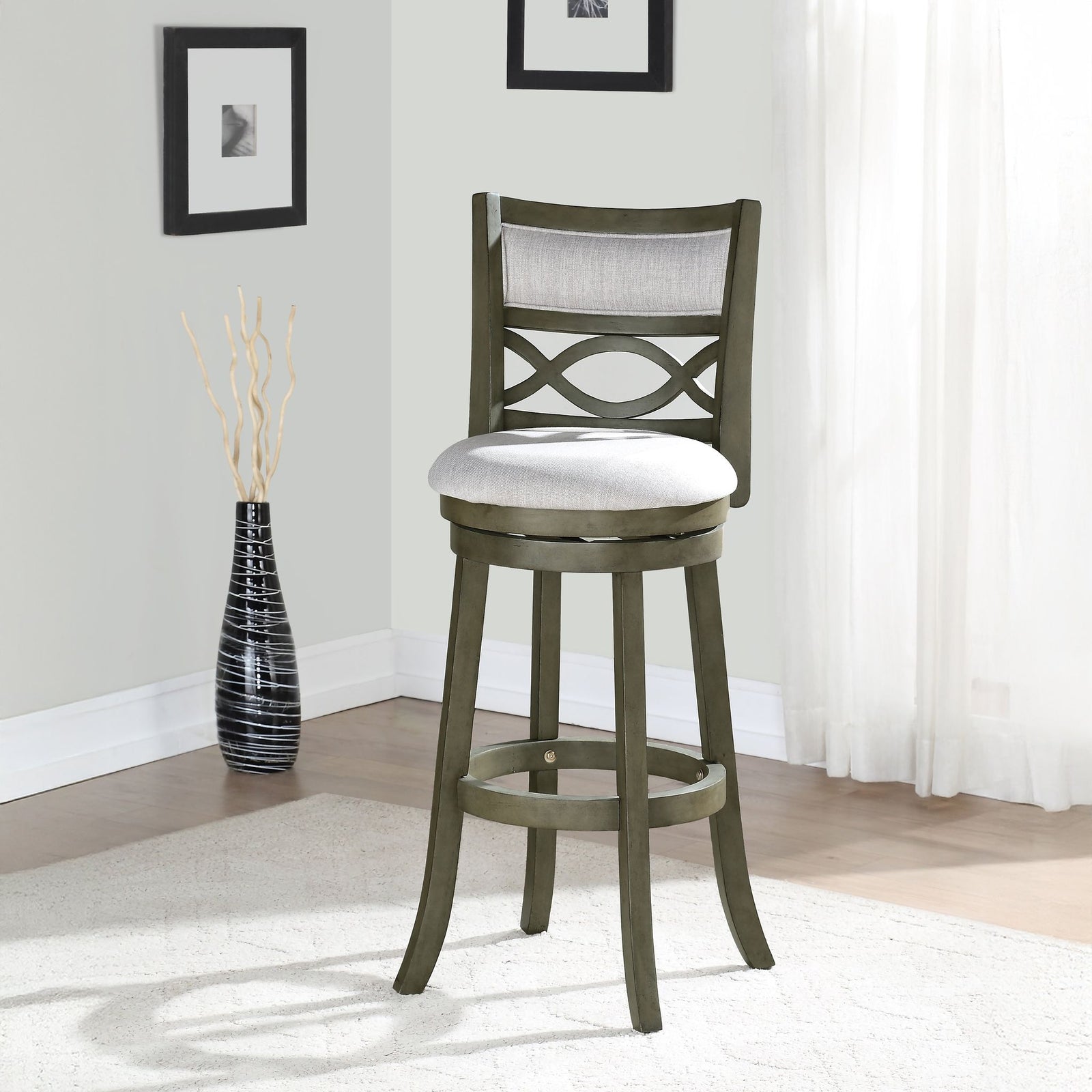 Manchester 29" Bar Stool W/fabric Cushions-Gray