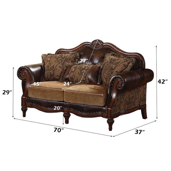 Dreena Loveseat W/3 Pillows – dimensions diagram