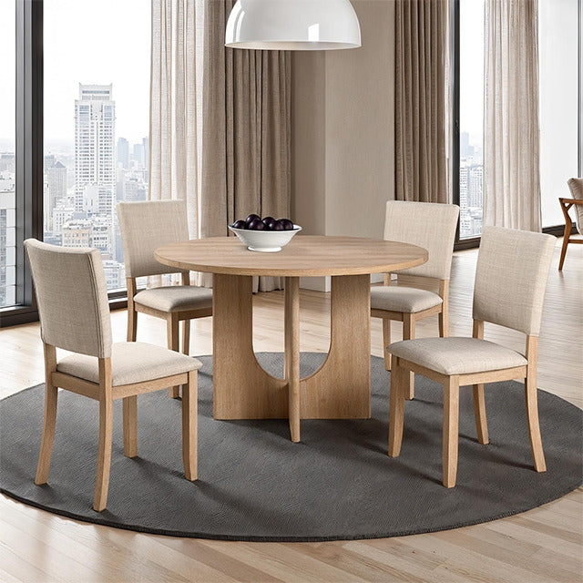 Oberto 5 Pc Round Dining Table Set, Natural - view 4
