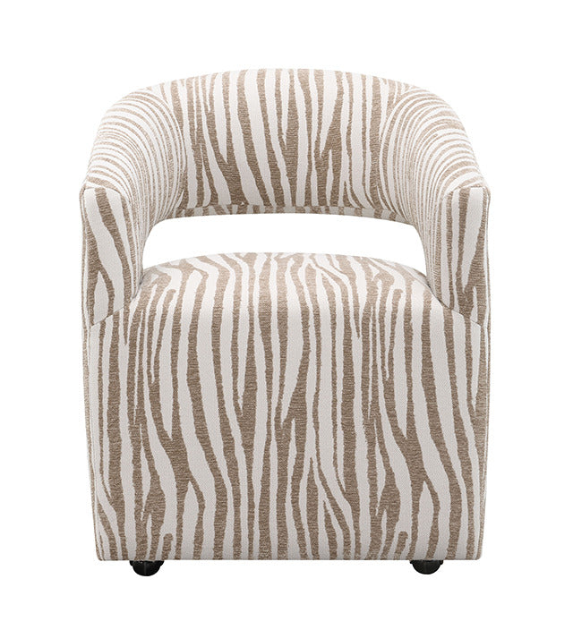 Tresa Dining Arm Chair W/ Casters, Meerkat Beige - view 3