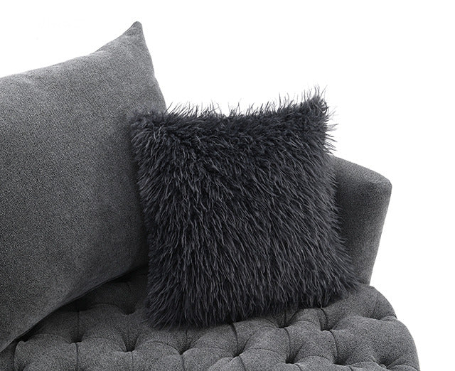Sofi Button Tufted Swivel Chair, Dark Gray