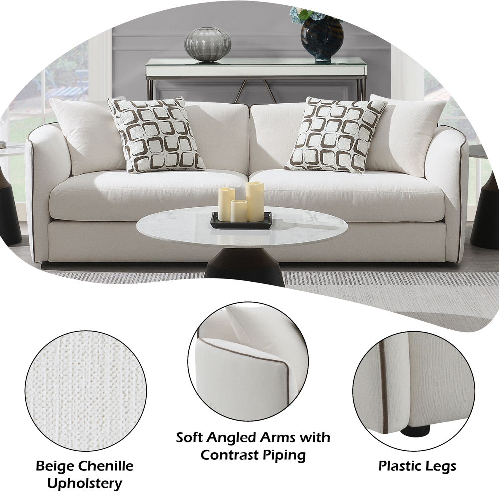 Yolanda Sofa w/4 Pillows – features callout