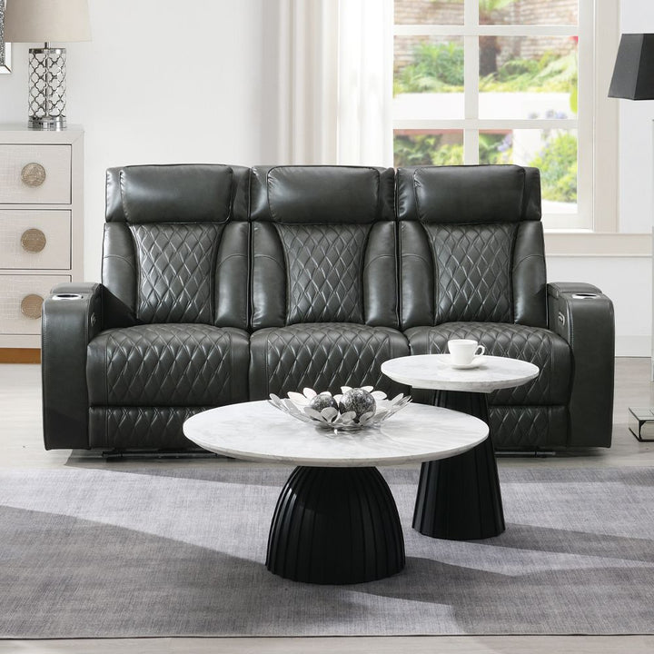 Taddeo Power Motion Sofa w/Power Headrest, USB, Wireless Charger, LED &amp; Reading Light