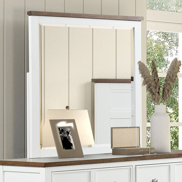 Pinetop Mirror, White/Dark Brown