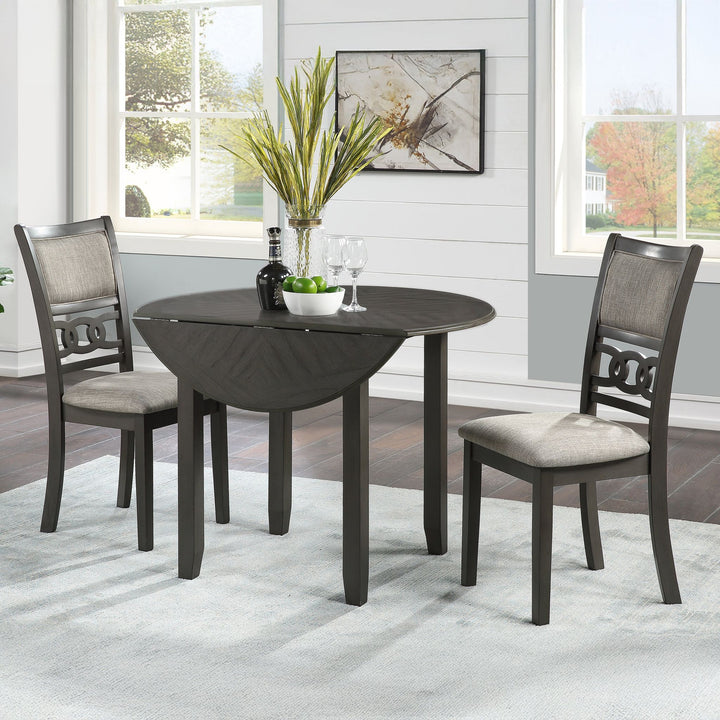 Gia 3 Pc 42" Drop Leaf Dining Table &amp; 2 Chairs-Gray