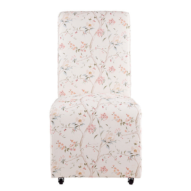Durham Dining Chair W/ 4 Casters, Chinoiserie White/Pink - view 2