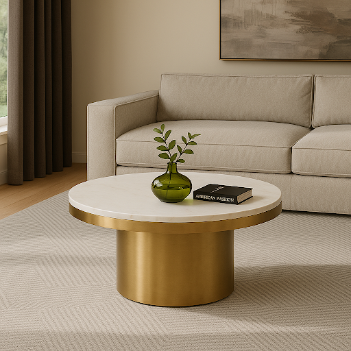 Rocky  Glam White & Gold Coffee Table
