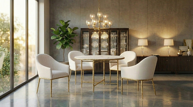 Balvi Round Dining Table, Matte Gold - view 4