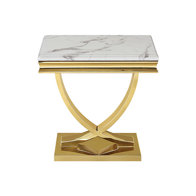 Wettingen End Table, Gold/White - view 2
