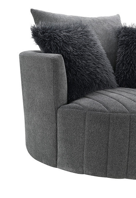 Hoople Channel Tufted Swivel Chair, Dark Gray - view 4