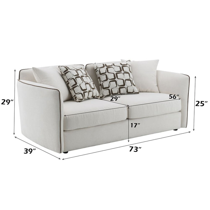 Yolanda Loveseat w/4 Pillows – dimensions diagram
