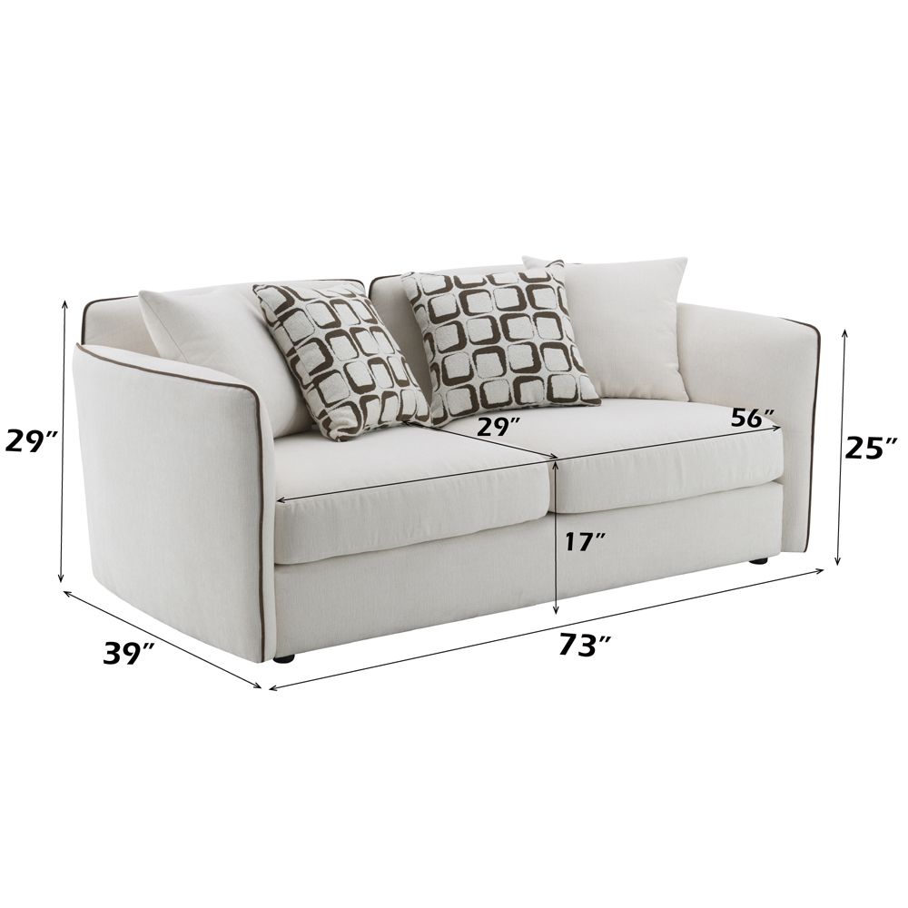Yolanda Loveseat w/4 Pillows – dimensions diagram
