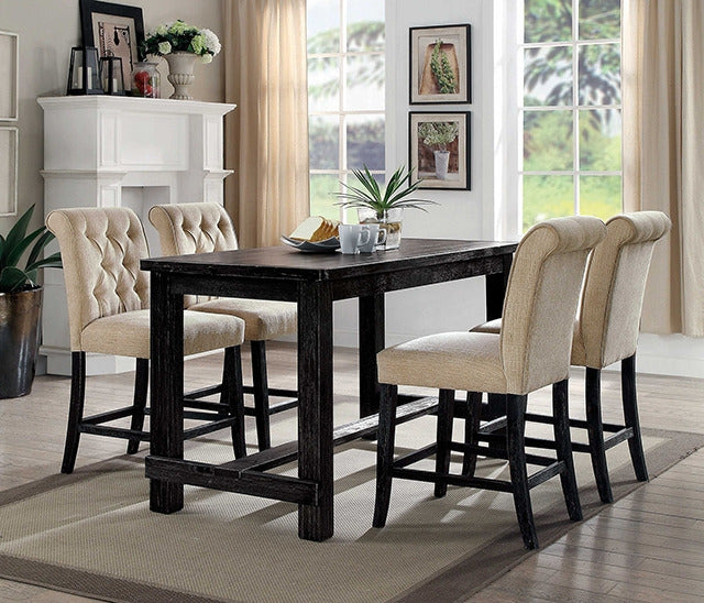 Sania 5 Pc Counter Ht Table Set, Antique Black - view 2