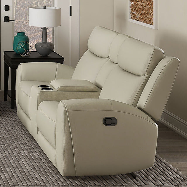 Jacobus Manual Recliner Loveseat W/ Console, Beige - view 2
