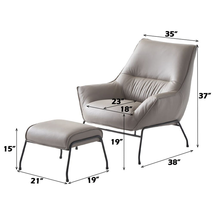 Jabel Accent Chair &amp; Ottoman – dimensions diagram