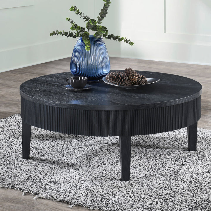 Tate Round One Drawer Coffee Table-Black