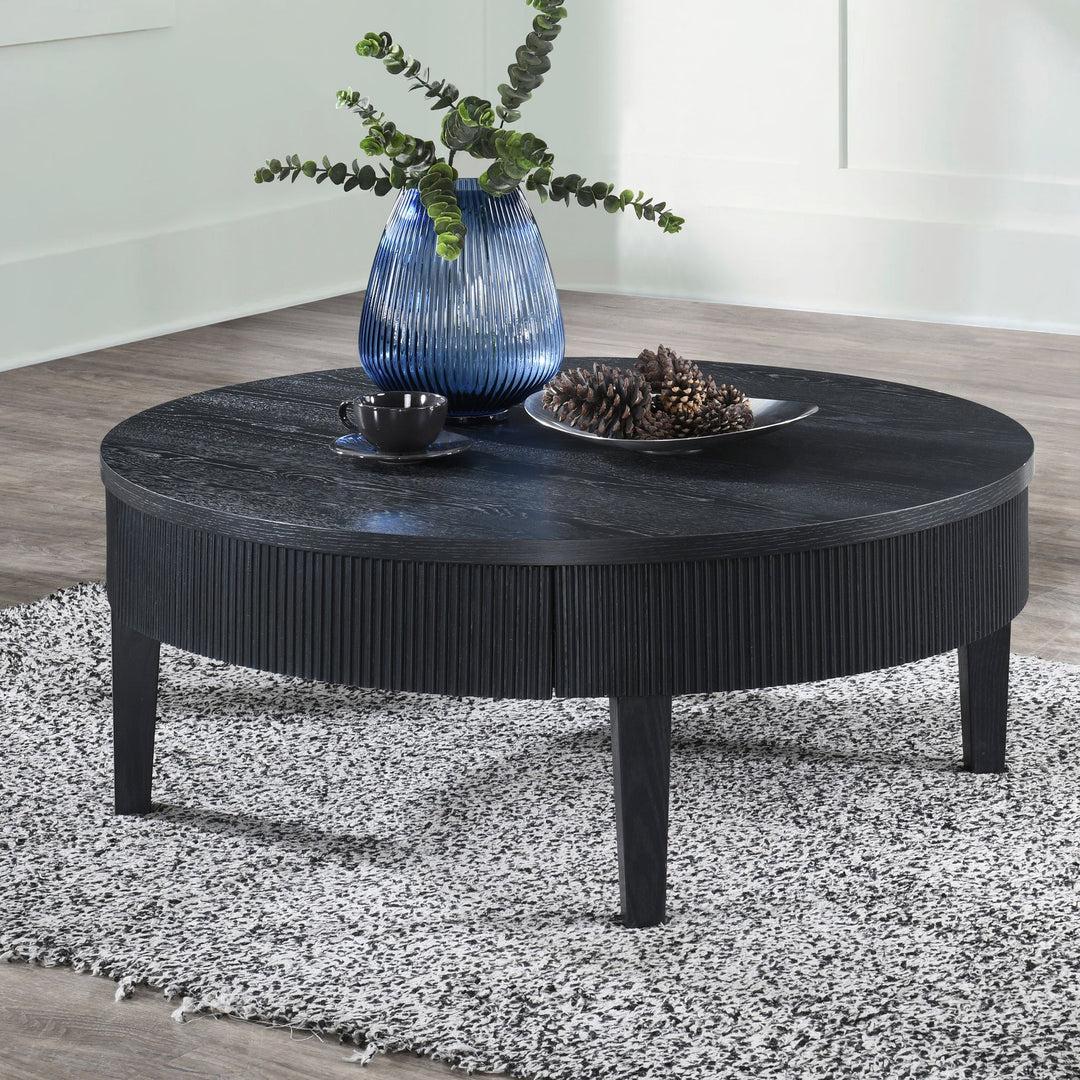 Tate Round One Drawer Coffee Table-Black