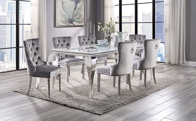 Neuveville Dining Table, White/Chrome - view 2