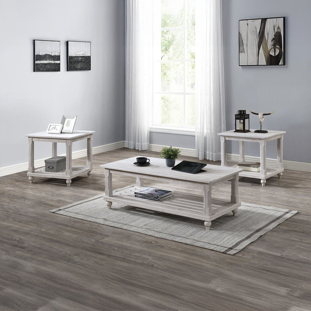 Cade 3 Piece Occasional Set- 1 Coffee & 2 End Tables - White