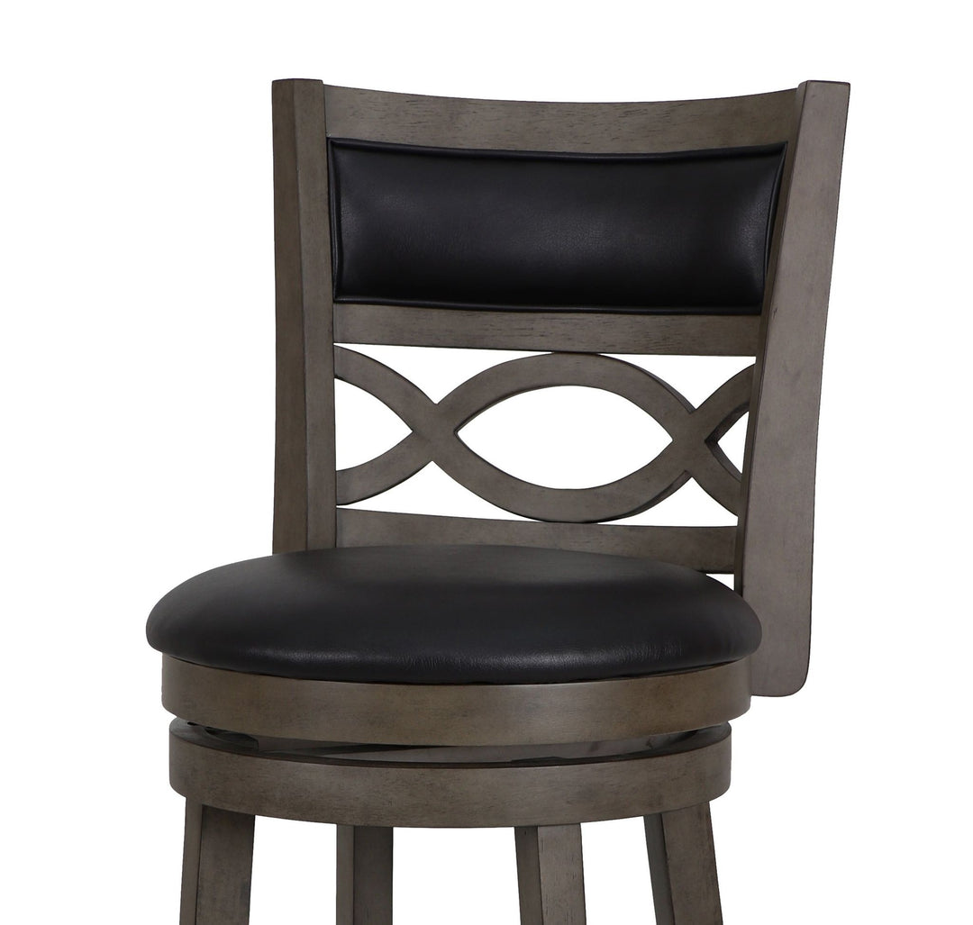 Manchester 29" Bar Stool W/black Pu Cushions-Gray