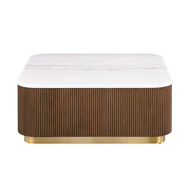 Virden Square Cocktail Table, Brown/White/Gold