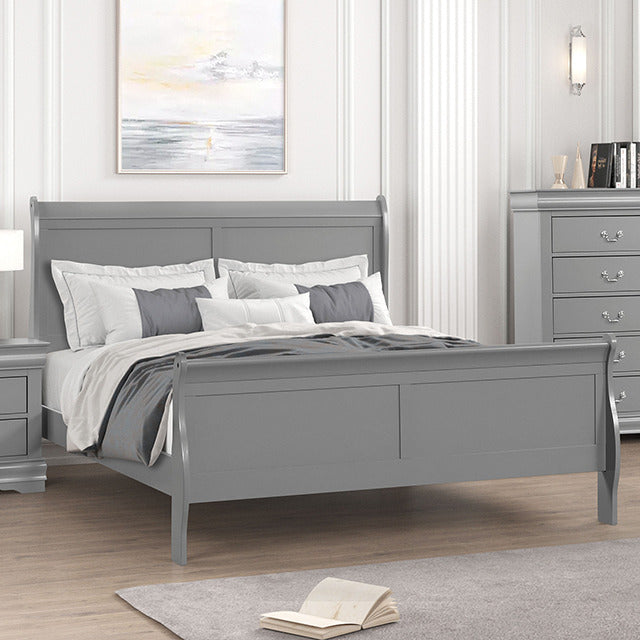 Louis Philippe 4 Pc Queen Bedroom Set, Gray