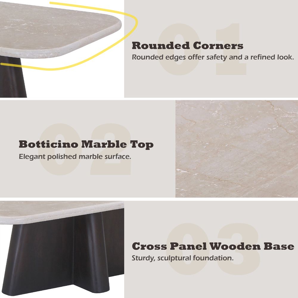 Jacory Coffee Table w/Bottocino Marble Top – features callout