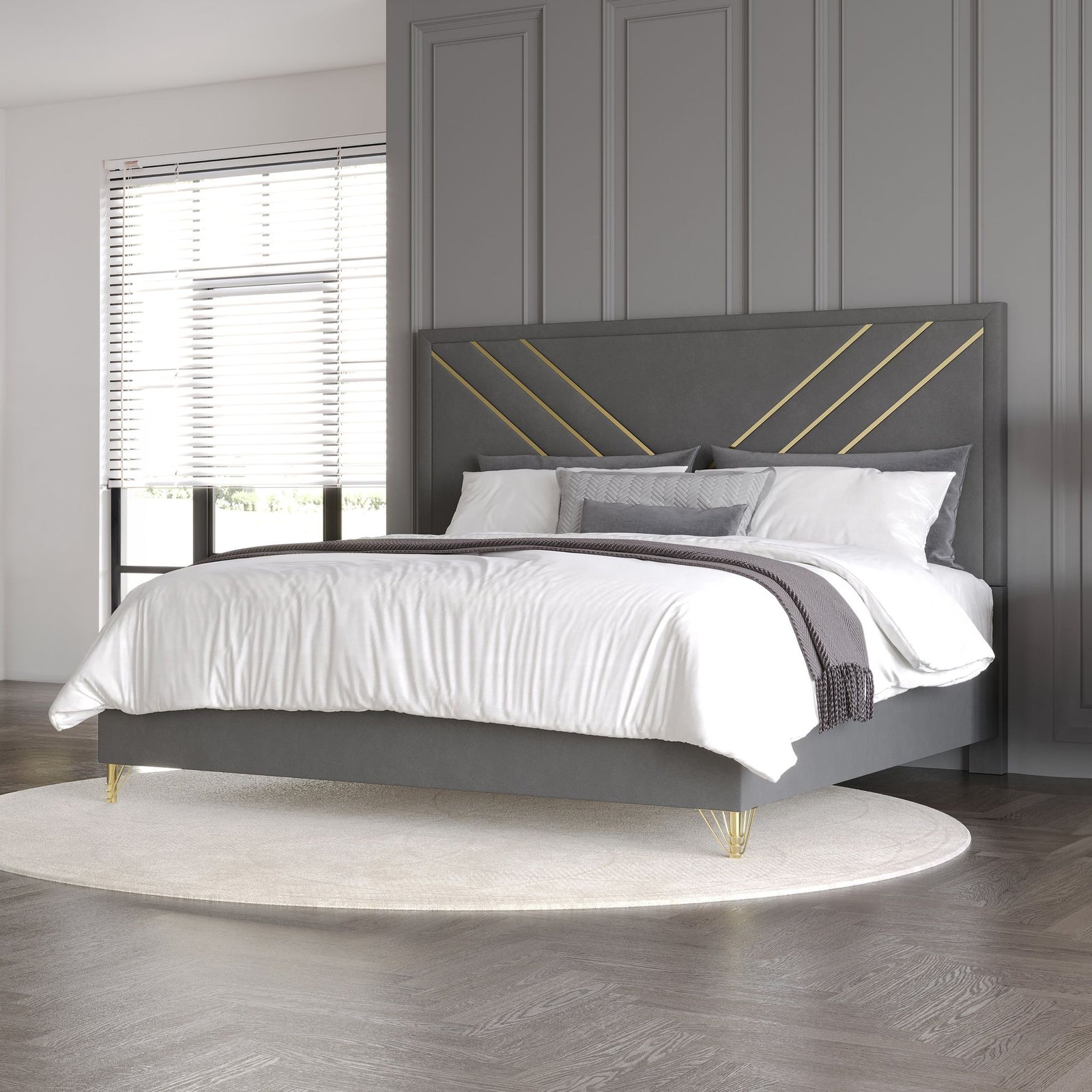 Symmetry 6/0 WK Headboard, Footboard & Slat Kit-Charcoal