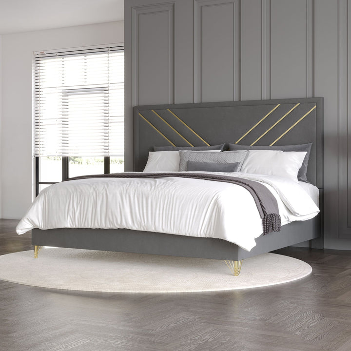 Symmetry 6/0 WK Headboard, Footboard &amp; Slat Kit-Charcoal