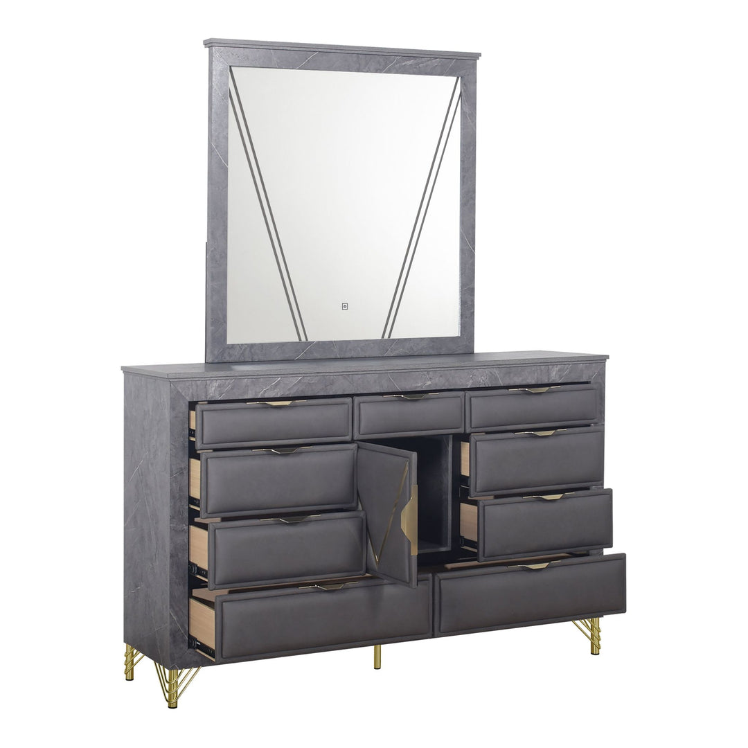Symmetry Lighted Mirror-Charcoal