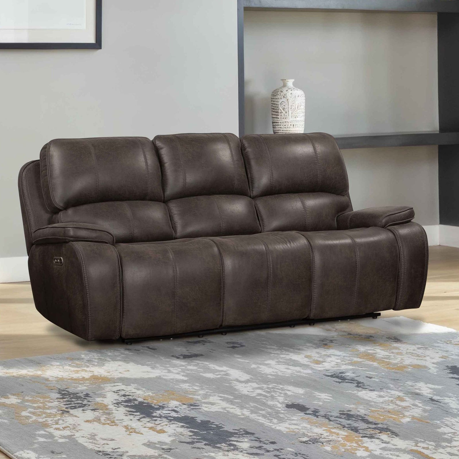 Brookings  Sofa W/pwr Hr & Fr-Charcoal Gray