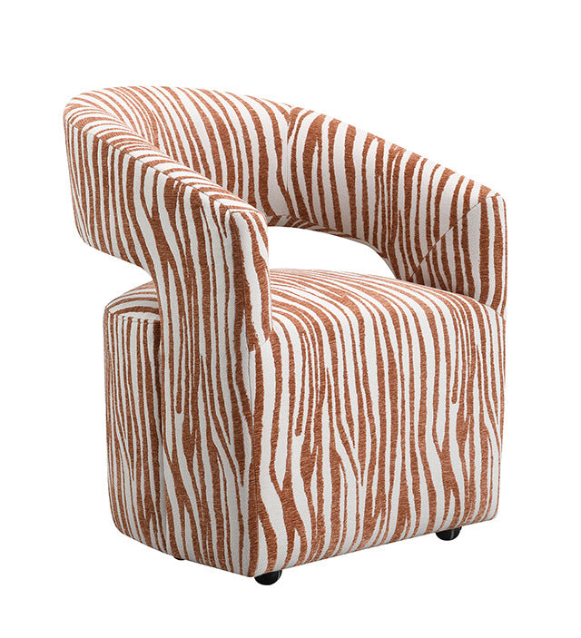 Tresa Dining Arm Chair W/ Casters, Sundowner Orange