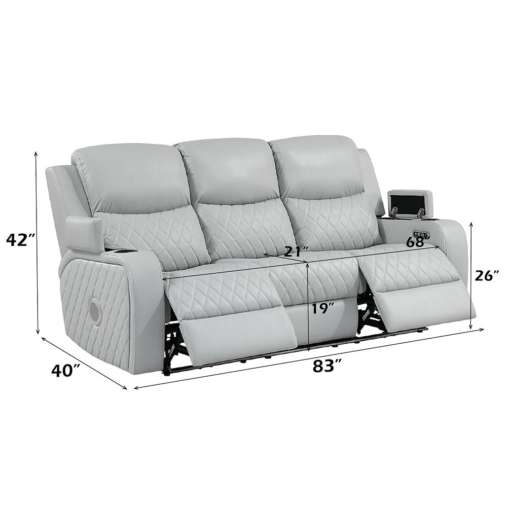 Elonzo Power Motion Sofa w/LED, Power Headrest & Speaker – dimensions diagram