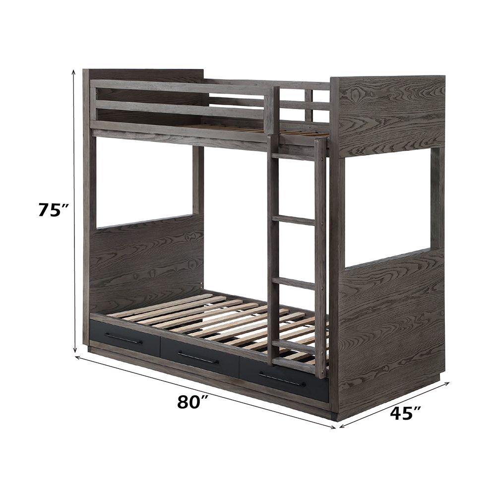 Estevon Twin/Twin Bunk Bed W/Storage – dimensions diagram