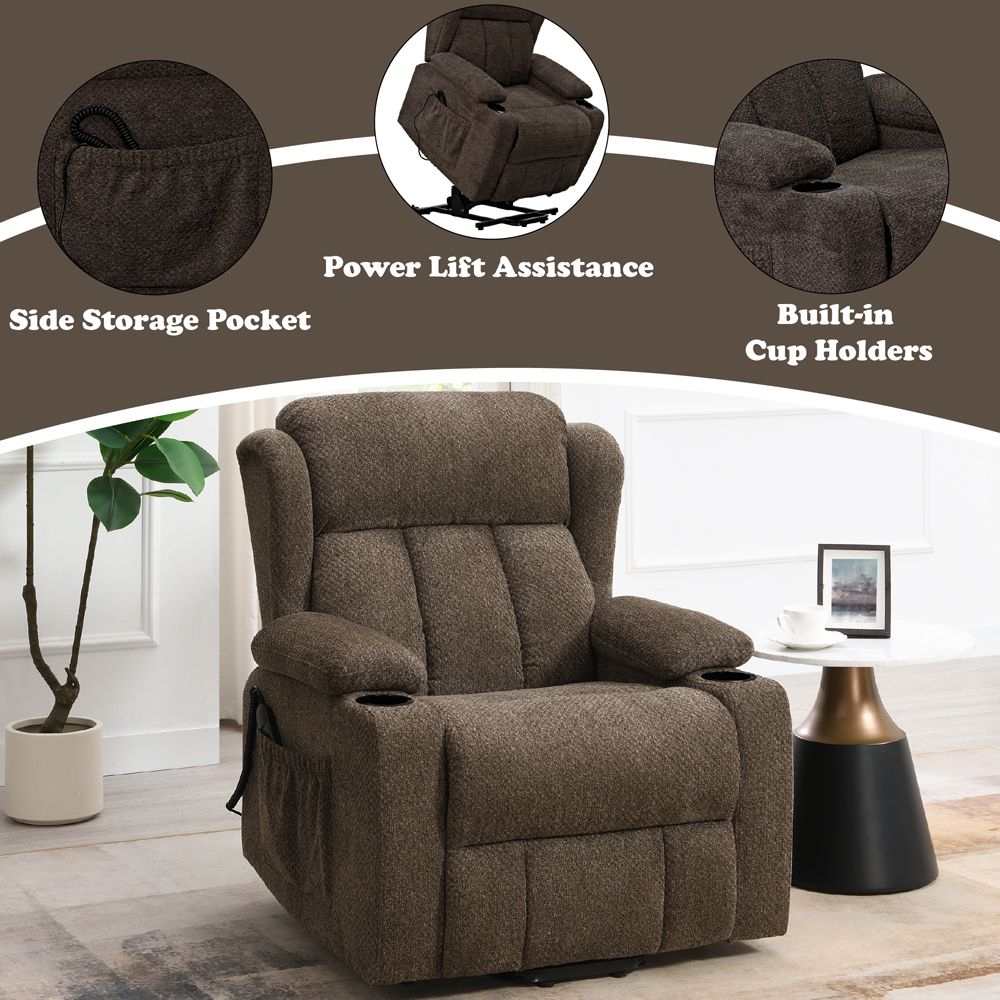 Lusio Power Motion Recliner w/Lift & Cup Holder – features callout