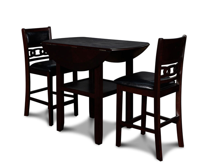 Gia 3 Pc 42" Counter Drop Leaf Table &amp; 2 Chairs-Ebony