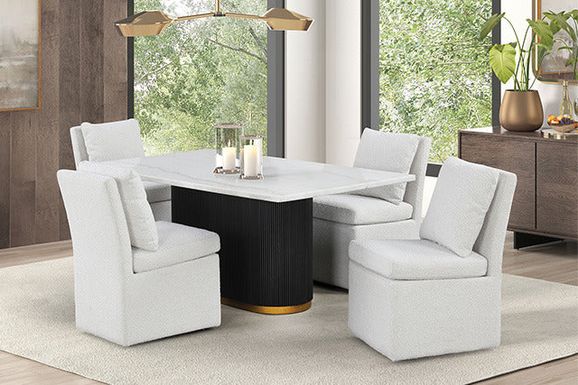 Morges 5 Pc Dining Table Set, Black/White - view 2