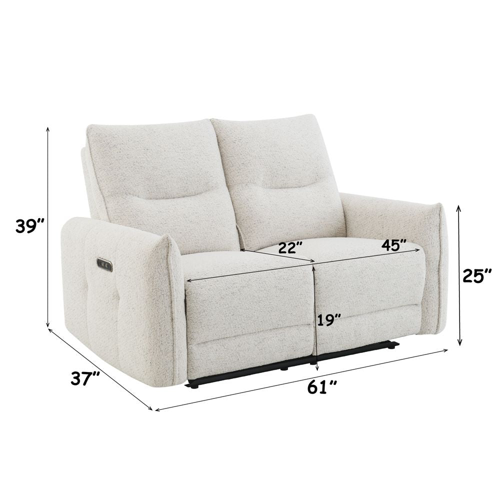 Lalisa Power Motion Loveseat w/USB Port – dimensions diagram