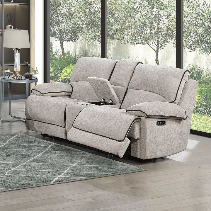 Camden Dual Reclining Console Loveseat W/pwr Hr &amp; Fr-Brown