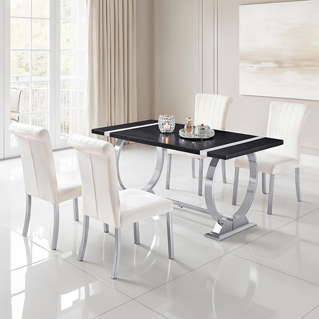Horley 5 Pc. Dining Table Set, Silver/Black