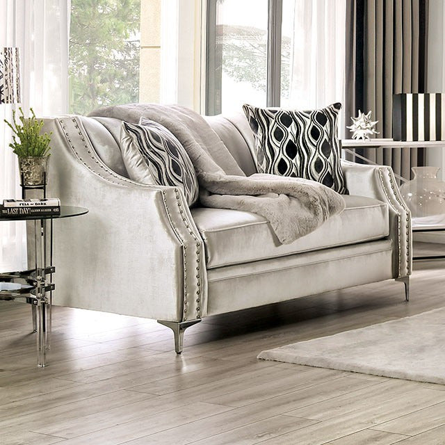 Elicia Love Seat, Silver