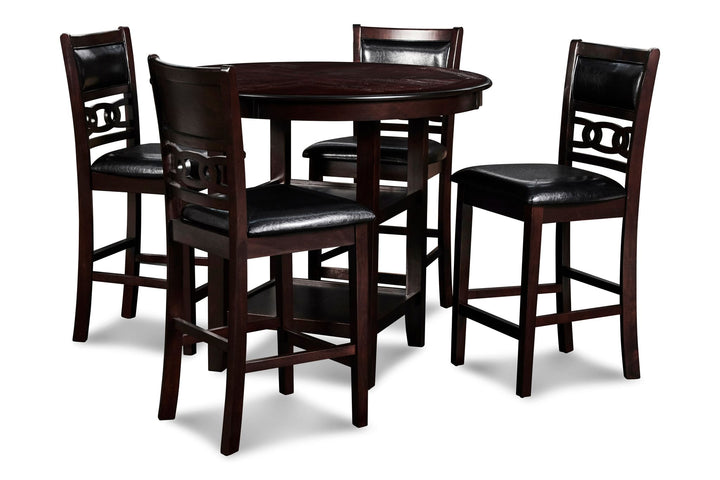 Gia 5 Pc 42" Round Counter Dining Table &amp; 4 Chairs-Ebony