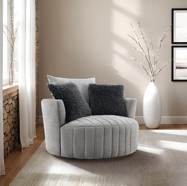 Hoople Channel Tufted Swivel Chair, Light Gray - view 9