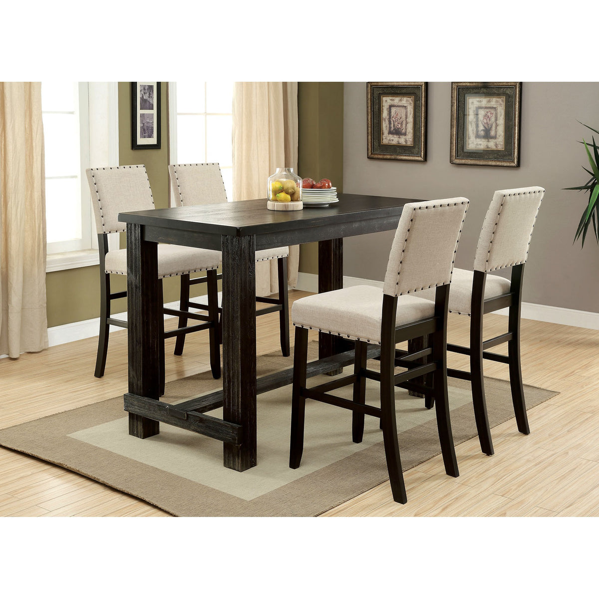 Sania 5 Pc Bar Table Set, Antique Black - view 2